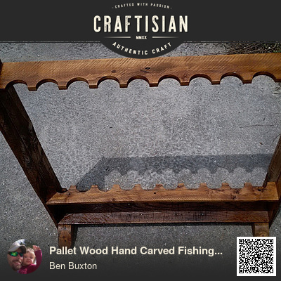 Pallet Wood Hand Carved Fishing Rod Rack - Woodworking Project by